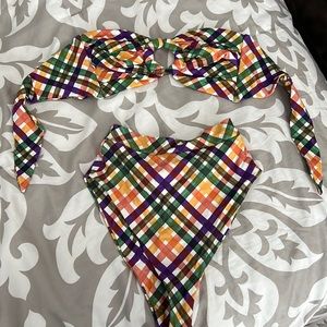 Montce swim summer plaid bikini TOP